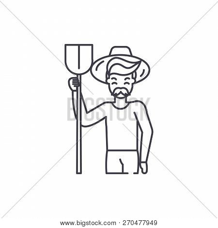 Agronomist Line Icon Concept. Agronomist Vector Linear Illustration, Symbol, Sign