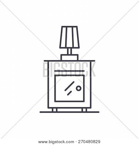 Bedside Table Line Icon Concept. Bedside Table Vector Linear Illustration, Symbol, Sign