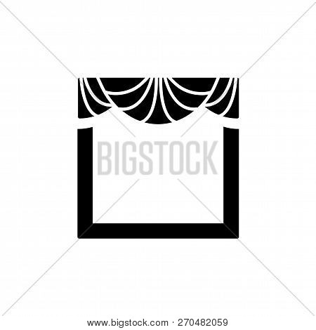 Fabric Valance With Drapery. Vector Illustration. Flat Icon Of Pelmet With Fans. Top Window Decorati