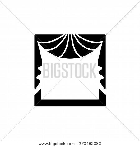 Vector Illustration Of Fabric Valance With Central Fan Drapery. Flat Icon Of Shades. Top Window Deco