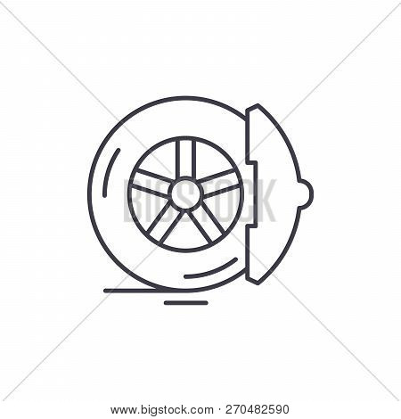 Brake Pads Line Icon Concept. Brake Pads Vector Linear Illustration, Symbol, Sign