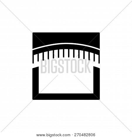 Vector Illustration Of Fabric Arched Valance With Fringe. Flat Icon Of Window Pelmet. Isolated Objec