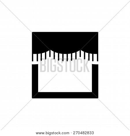 Vector Illustration Of Fabric Scalloped Valance With Fringe. Flat Icon Of Window Pelmet. Isolated Ob