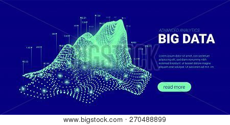 Abstract Technology Background. Big Data Stream Visualization. Landing Page With Cryptography Design