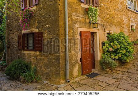 A Building In The Hill Village Of Groznjan (also Called Grisignana) In Istria, Croatia