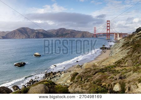 Marshalls Beach Rugged Shorefront With Views Of The Golden Gate Bridge And Marin Headlands. Coastal 