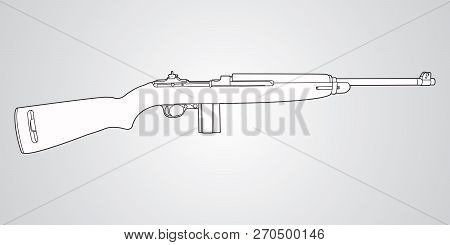 Vector Black And White Illustration Of M1 Carbine Rifle