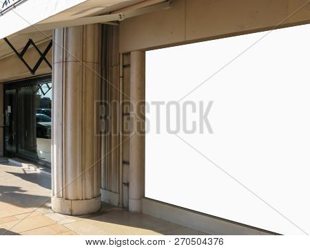 Large Blank Advertisement Banner Sign Urban Public White Isolated Clipping Path Ad Template Mock Up