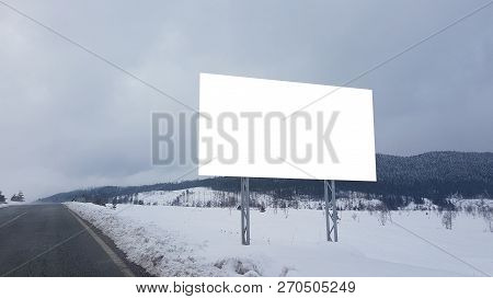 Large Blank Advertisement Banner Sign Urban Public White Isolated Clipping Path Ad Template Mock Up