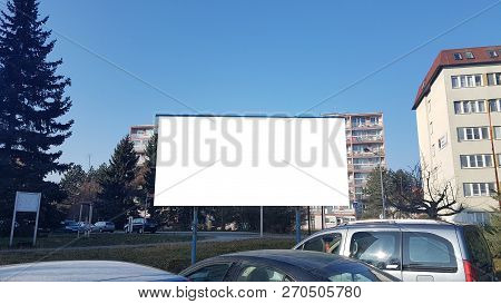 Large Blank Advertisement Banner Sign Urban Public White Isolated Clipping Path Ad Template Mock Up