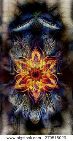 Color Ornamental Mandala And Softly Blurred Watercolor Backgroun