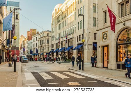 London. November 2018. A View Of Old Bond Street In Mayfair In London