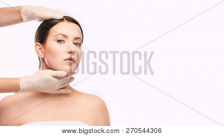Girl Medical Diagnostics. Doctor Hands