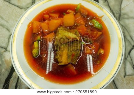 Borsh Soup With Meat And Cabbage Lunch