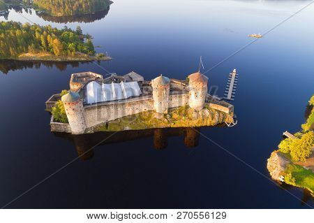 A View From The Height Of The Ancient Fortress Of Savonlinna City On A Sunny July Morning (aerial Ph