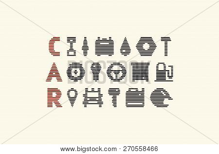 Stock Vector Set Of Car Service Icons. Design In Striped Style. Isolated On White Background