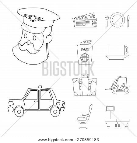Vector Illustration Of Airport And Airplane Icon. Collection Of Airport And Plane Vector Icon For St