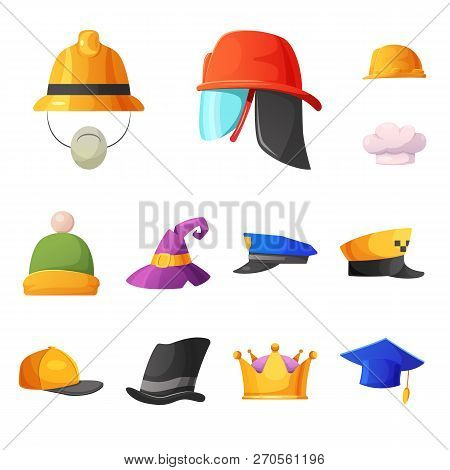 Vector Design Of Headgear And Cap Symbol. Set Of Headgear And Accessory Stock Vector Illustration.