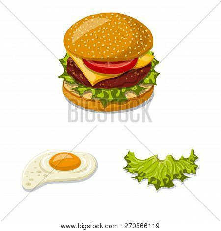 Vector Illustration Of Burger And Sandwich Logo. Collection Of Burger And Slice Vector Icon For Stoc