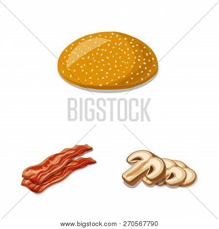 Vector Design Of Burger And Sandwich Logo. Collection Of Burger And Slice Stock Vector Illustration.