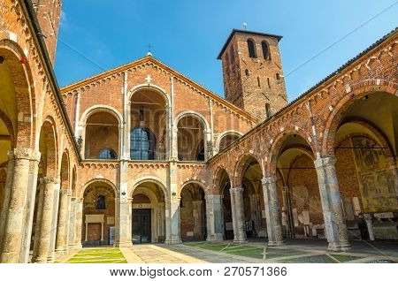 Basilica Of Sant'ambrogio Church Brick Building, Milan, Italy