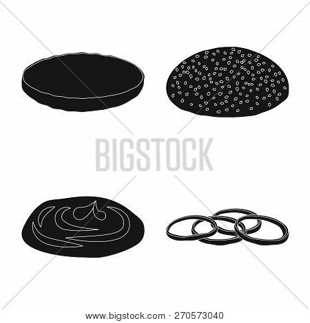 Vector Design Of Burger And Sandwich Icon. Set Of Burger And Slice Vector Icon For Stock.