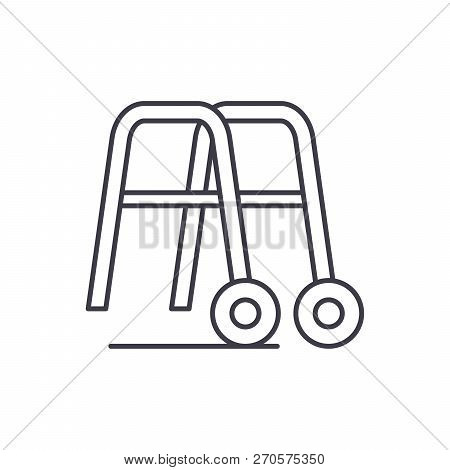 Handrails For Walking Line Icon Concept. Handrails For Walking Vector Linear Illustration, Symbol, S