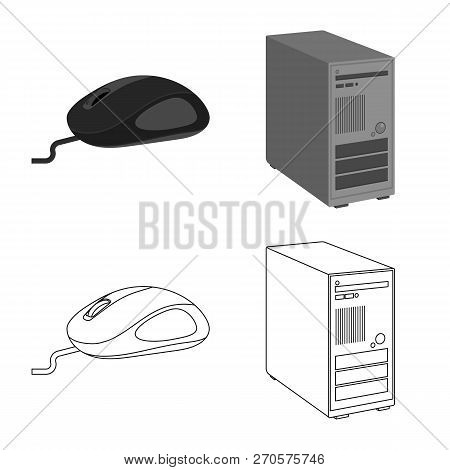 Isolated Object Of Laptop And Device Symbol. Set Of Laptop And Server Vector Icon For Stock.