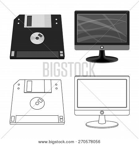 Vector Illustration Of Laptop And Device Icon. Set Of Laptop And Server Vector Icon For Stock.