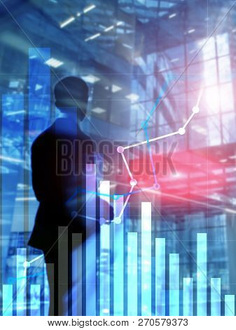 Financial Growth Graph. Sales Increase, Marketing Strategy Concept. Abstract Cover Design Vertical F