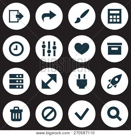 User Icons Set With Ahead, Log Out, Heart And Other Rocket Elements. Isolated Vector Illustration Us
