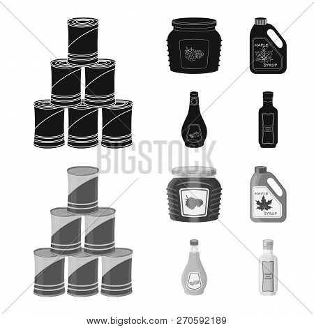 Vector Illustration Of Can And Food Sign. Set Of Can And Package Stock Vector Illustration.