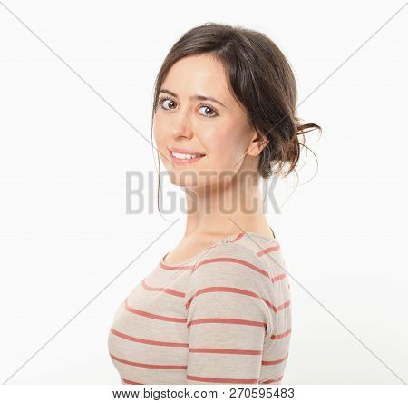Portrait Of Joyful Woman Looking To Cameraman