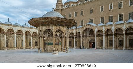 Cairo, Egypt - January 3 2016: Ablution Fountain At The Courtyard Of The Great Mosque Of Muhammad Al