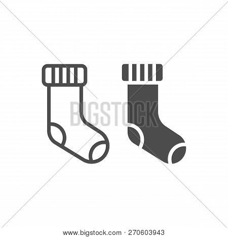 Christmas Stocking Line And Glyph Icon. Stuffer Sock Vector Illustration Isolated On White. Xmas Dec