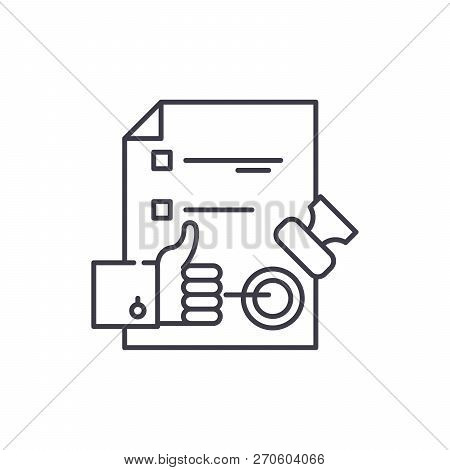 Quality Control System Line Icon Concept. Quality Control System Vector Linear Illustration, Symbol,