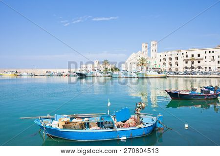 Molfetta, Apulia, Italy - A Traditional Fishing Boat At The Harbor Of Molfetta