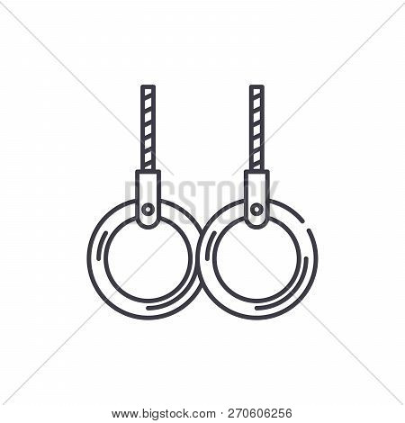 Rings For Gymnastics Line Icon Concept. Rings For Gymnastics Vector Linear Illustration, Symbol, Sig