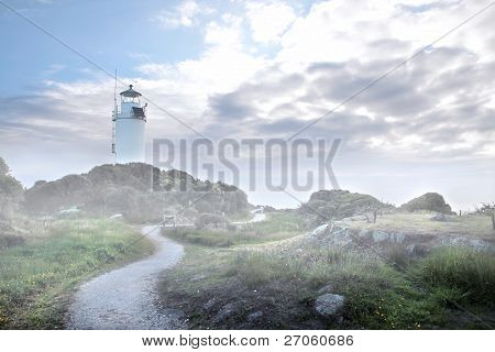 Cape Foulwind Leuchtturm im Nebel