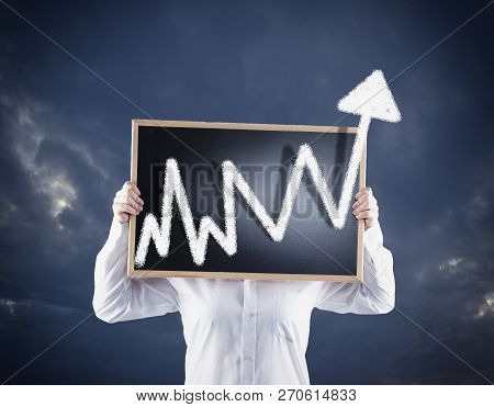 Graph Drawn On A Blackboard Rising Outside.