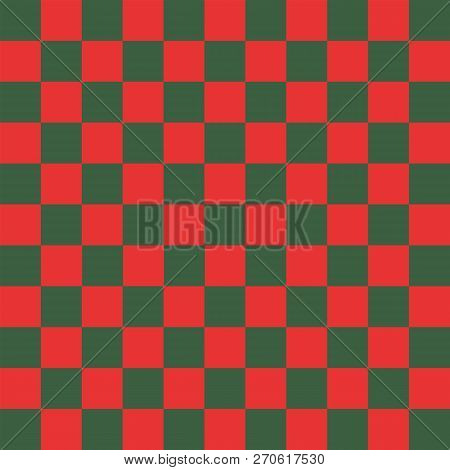 Red And Green Checkered Background. Christmas And New Year Chess Cage. Chess Pattern. Chess Cage. Tr