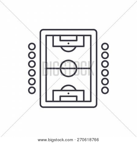 Table Soccer Play Line Icon Concept. Table Soccer Play Vector Linear Illustration, Symbol, Sign