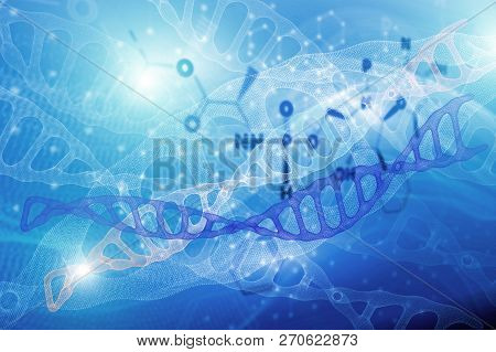 Abstract Background With Molecule Dna Structure. Scientific Medical Formulas, Concept Of Error, Inst