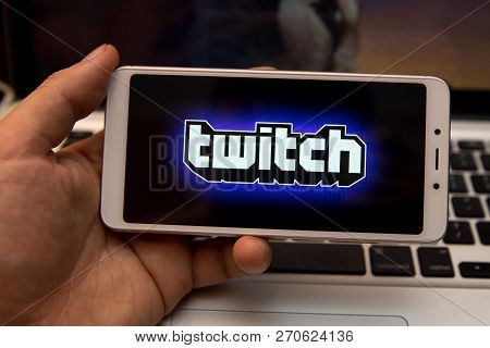 Tula, Russia - August 28, 2018: Closeup Of Iphone Screen With Twitch Gaming App Logo