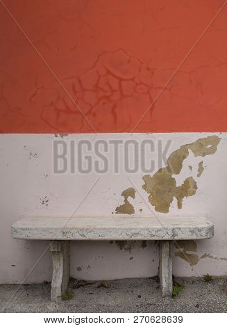 An Old Bench In The Historic Hill Village Of Oprtalj In Istria, Croatia