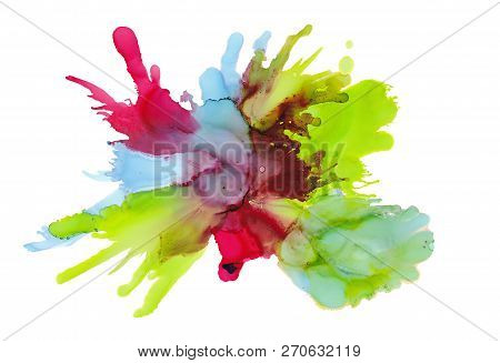 Alcohol Ink Sea Texture. Fluid Ink Abstract Background. Art For Design