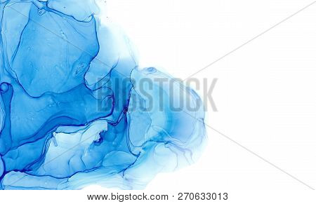 Alcohol Ink Sea Texture. Fluid Ink Abstract Background. Art For Design