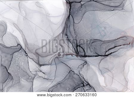 Alcohol Ink Sea Texture. Fluid Ink Abstract Background. Art For Design