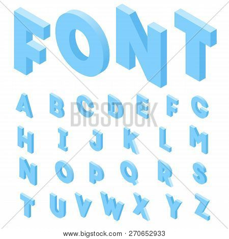 Alphabet Font Isometric Design. 3d Letters Isolated Vector Illustration. A Set Of Letters In The Iso
