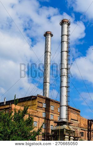Chimney Of The Old Power Plant In City Kremenchug, Ukraine